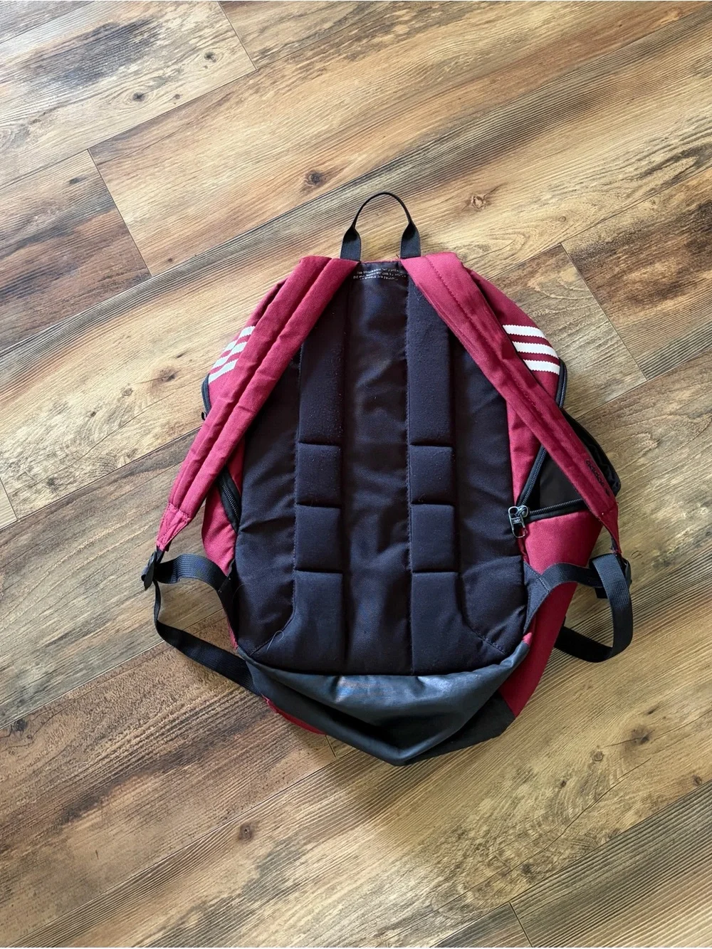 adidas Burgundy Backpack with Black Trim and Trefoil Patch